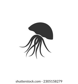 Silhouette of a floating Medusa - vector sign for a logo or pictogram icon. Jellyfish silhouette for a button or corporate identity on a nautical theme