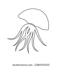 Silhouette of a floating Medusa - vector sign for a logo or pictogram  line icon. Jellyfish silhouette for a button or corporate identity on a nautical theme