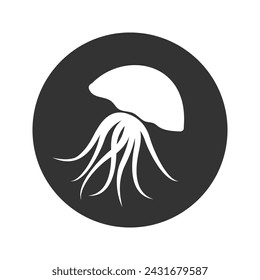 Silhouette of a floating Medusa - vector sign for a logo or pictogram icon. Jellyfish silhouette for a button or corporate identity on a nautical theme