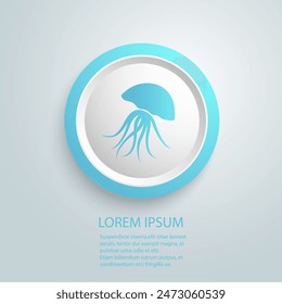 Silhouette of a floating Medusa - vector sign for a logo or pictogram blue icon. Jellyfish silhouette for a button or corporate identity on a nautical theme