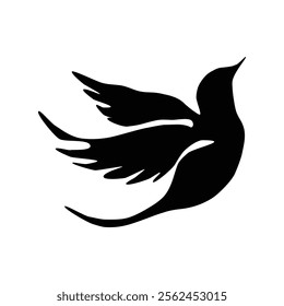 Silhouette flock of birds isolated on white background
