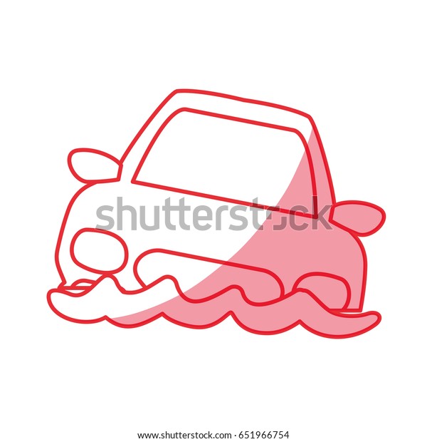 silhouette flooded car for\
danger weather