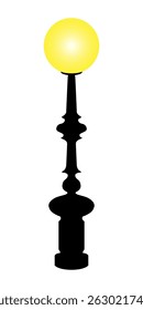 Silhouette of a floor lamp in a classic style in the shape of a street lamp