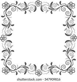 silhouette of floral frame