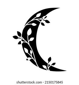 Silhouette de luna floral. Ilustración vectorial mínima.