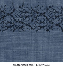 Silhouette floral pattern design on old paper canvas texture grunge background seamless vector pattern