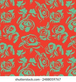Silhouette floral pattern. Hand drawn summer floral background. Botanical seamless pattern made of abstract flowers. Sketch drawing. Vintage style. Suitable for bedding, textile, fabric, wallpaper.