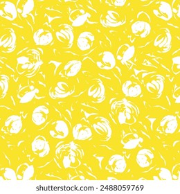 Silhouette floral pattern. Hand drawn summer floral background. Botanical seamless pattern made of abstract flowers. Sketch drawing. Vintage style. Suitable for bedding, textile, fabric, wallpaper.