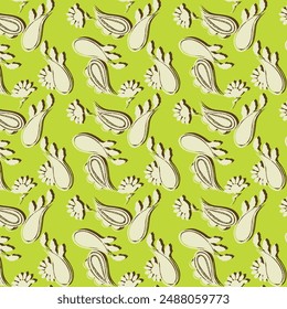 Silueta con motivos florales. Fondo floral de verano dibujado a mano. Patrón botánico sin costuras hecho de flores abstractas. Dibujo de bocetos. Estilo Antiguas. Adecuado para ropa de cama, textiles, tela, Fondo de pantalla.