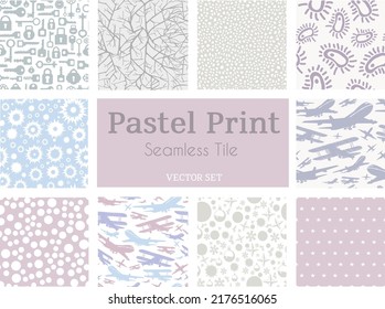Silhouette of a floral pattern seamless tile  pastel  cut file  vector seamless set
