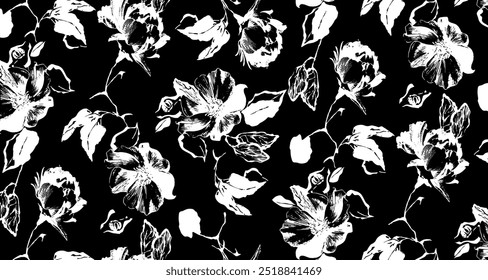 Patrón floral de la silueta. Patrón de flor de dos colores
