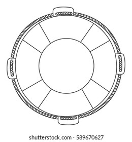 silhouette flotation hoop with rope vector illustration