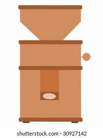 The silhouette of a flour mill on white