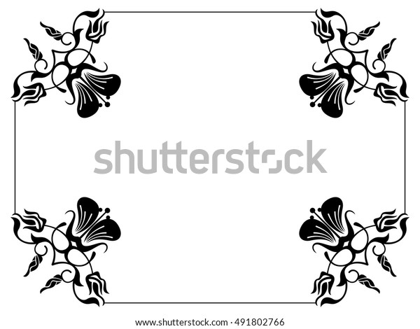 Silhouette Flower Frame Simple Black White Stock Vector Royalty