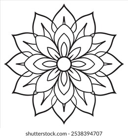 Silhouette flower, geometric shape, simple design, flat illustration, 
symmetrical petals, minimalist style, vector graphic, clean lines, 
logo concept, stylized floral icon. 