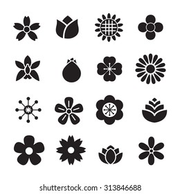 silhouette Flower icons set