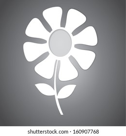 Silhouette of flower on the paper. Vector illustration.