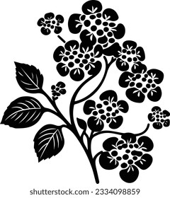 Silhouette flower plant vector image and white background
