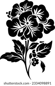 Imagen vectorial de la planta de flores de silueta y fondo blanco