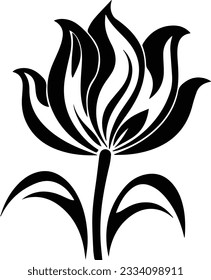Imagen vectorial de la planta de flores de silueta y fondo blanco