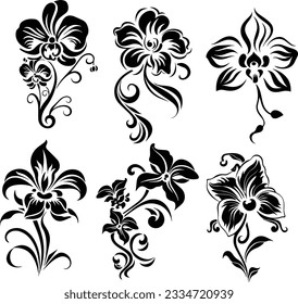 Silhouette flower plant vector image and white background