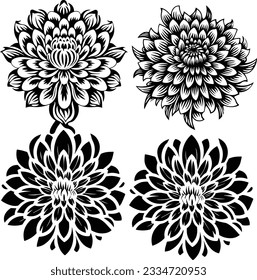 Silhouette-Blume, Vektorbild und weißer Hintergrund