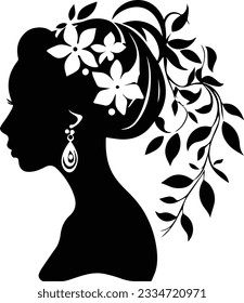 Silhouette flower plant vector image and white background