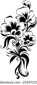 Imagen vectorial de la planta de flores de silueta y fondo blanco