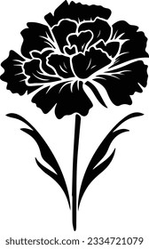 Imagen vectorial de la planta de flores de silueta y fondo blanco