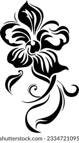 Silhouette flower plant vector image and white background