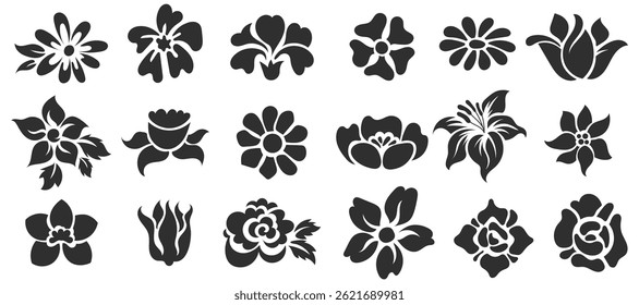 Silhouette flower shape vector illustration