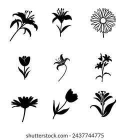 silhouette of a flower side view isolated 
