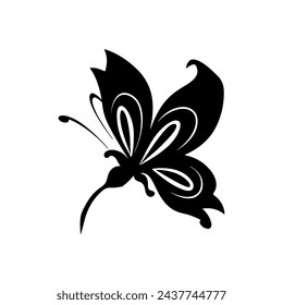 silhouette of a flower side view isolated 

