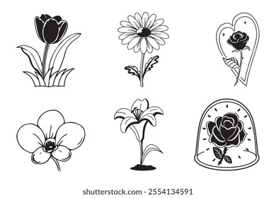 Silhouette flower vector icon illustration 3