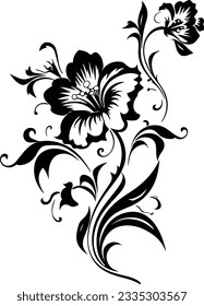 Vectores de flores de silueta y fondo blanco