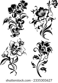 Silhouette flower vectors and white background
