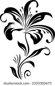 Silhouette flower vectors and white background