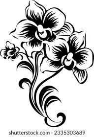 Silhouette flower vectors and white background