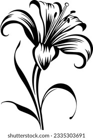 Silhouette flower vectors and white background