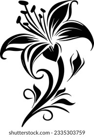 Vectores de flores de silueta y fondo blanco