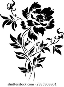 Vectores de flores de silueta y fondo blanco