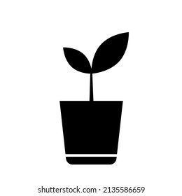 Silhouette Flowerpot On White Background Plant Stock Vector (Royalty ...