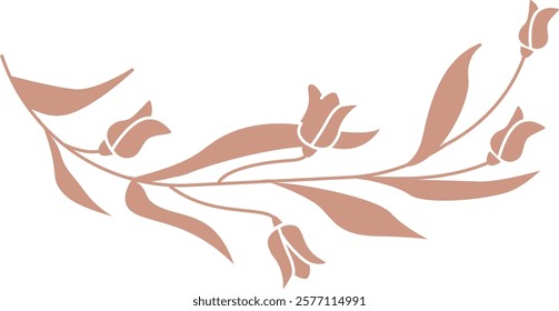 Silhouette Flowers Branch Vector Illustration