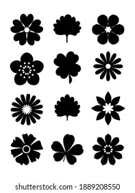 Silhouette flowers, great design for any purposes. Nature concept. Flower icon collection. Decorative element. Vector illustration.