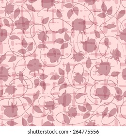  Silhouette of flowers and leave, continuous background.