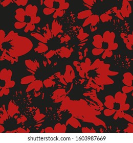 Silhouette of flowers on a dark background. Abstract floral background.