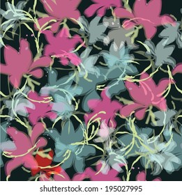 Silhouette of flowers on deep background