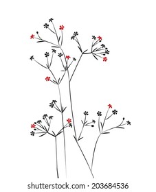 silhouette flowers on a white background