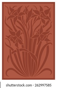 Silhouette of flowers ornament. Figure bouquet in the form of a stencil. Terracotta vector background