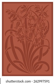 Silhouette of flowers ornament. Figure bouquet in the form of a stencil. Vector pattern with campanulas. Terracotta vector background